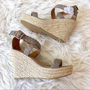 Qupid Braided Suede Espadrille Wedges